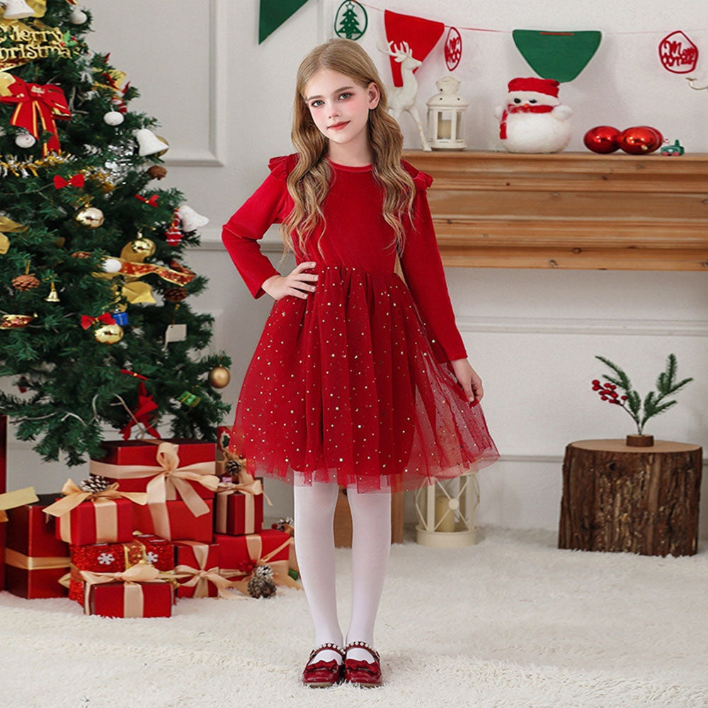 Girls Sweater Dress Autumn And Winter New Bow Christmas Costumes