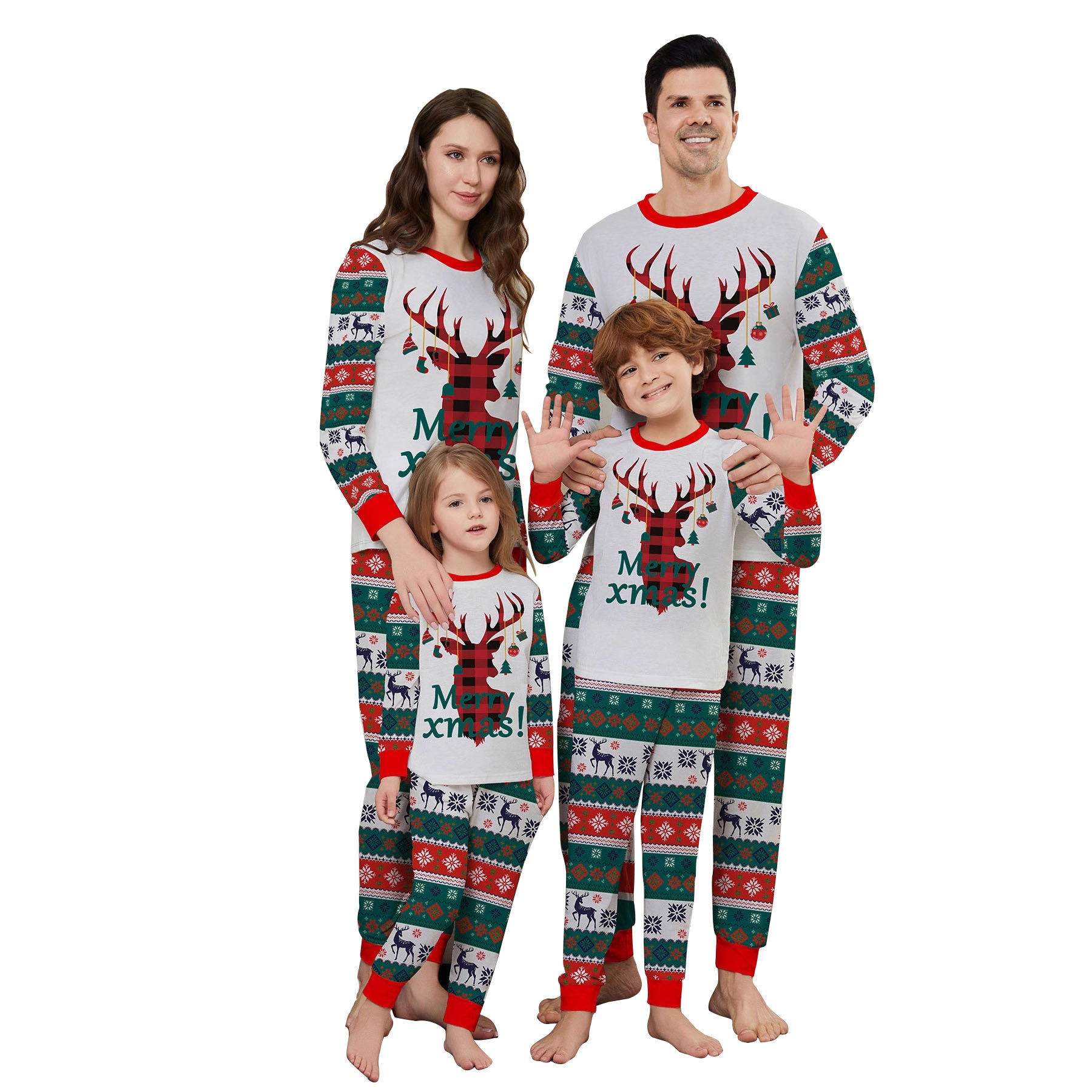 Christmas Deer print Contrasting colors Family Matching Pajamas Sets