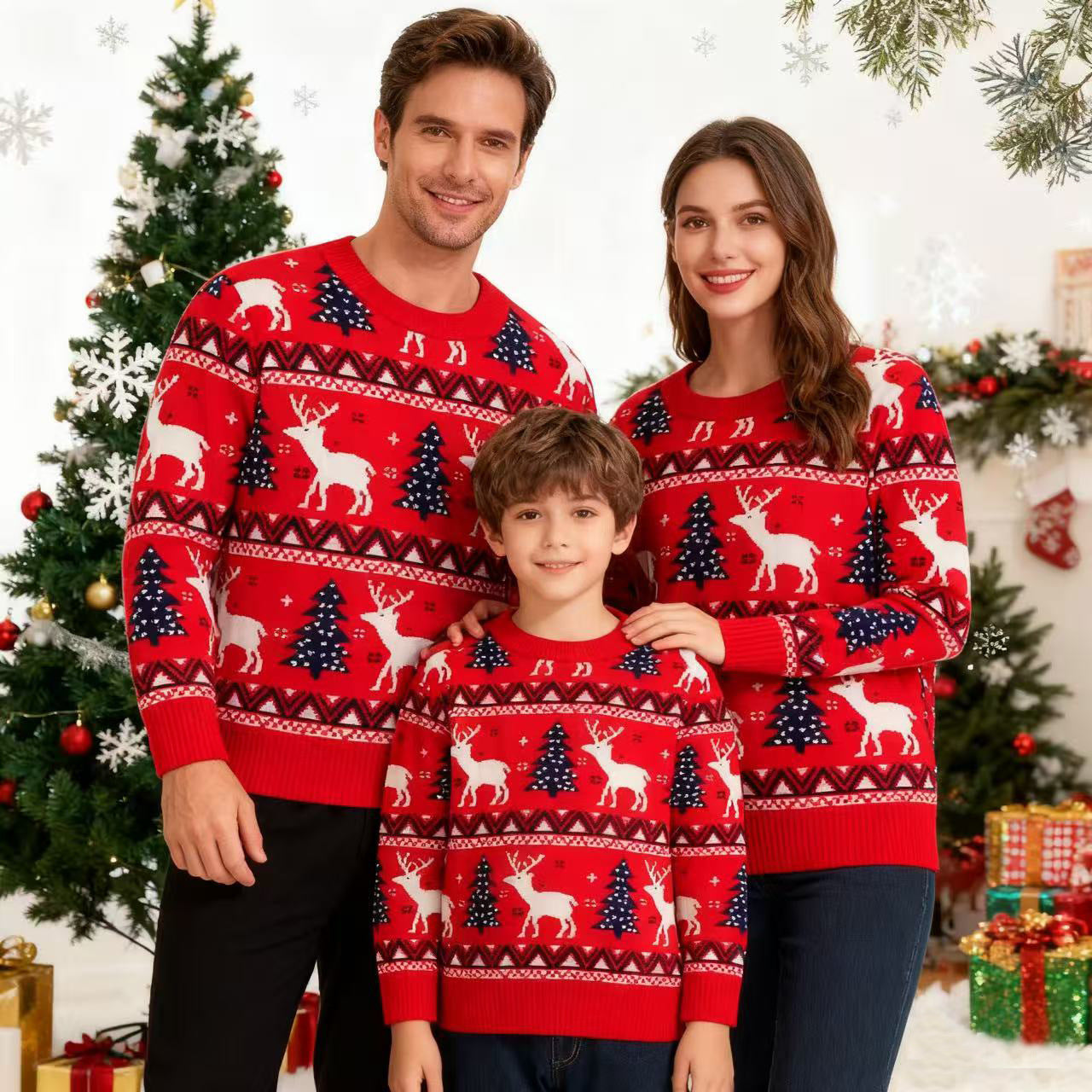 Christmas Family Matching Outfits Mum Daughter Warm Sweaters - Ciclove