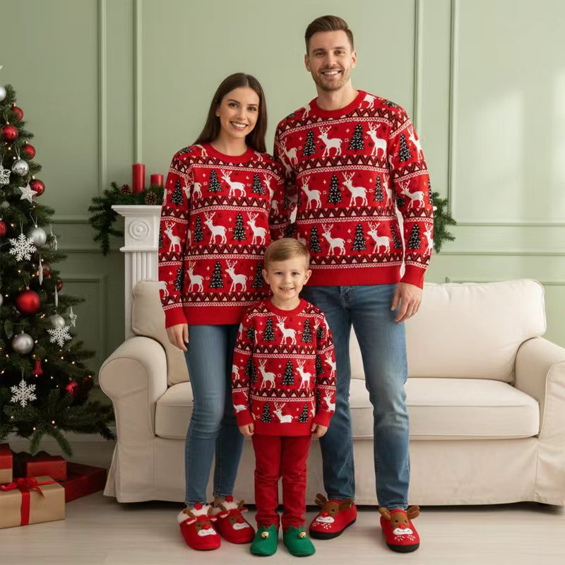 Christmas Family Matching Outfits Mum Daughter Warm Sweaters - Ciclove