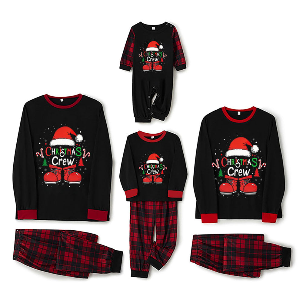 Family Matching Pajamas Christmas Letter Red Black plaid print Sets - Ciclove