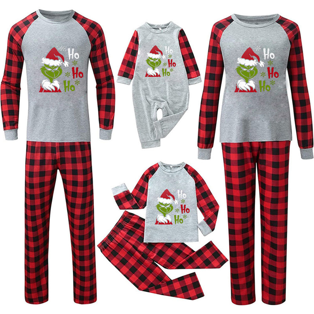 Family Matching Pajamas Christmas Grinch plaid print Sets - Ciclove