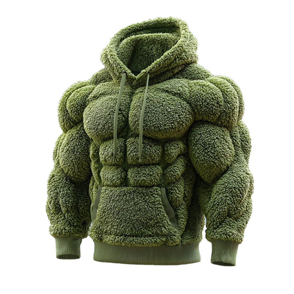 Men's The Hulk 3D Digital Printing Simulated Muscle Lines Design Flannel Sweatshirt - Ciclove