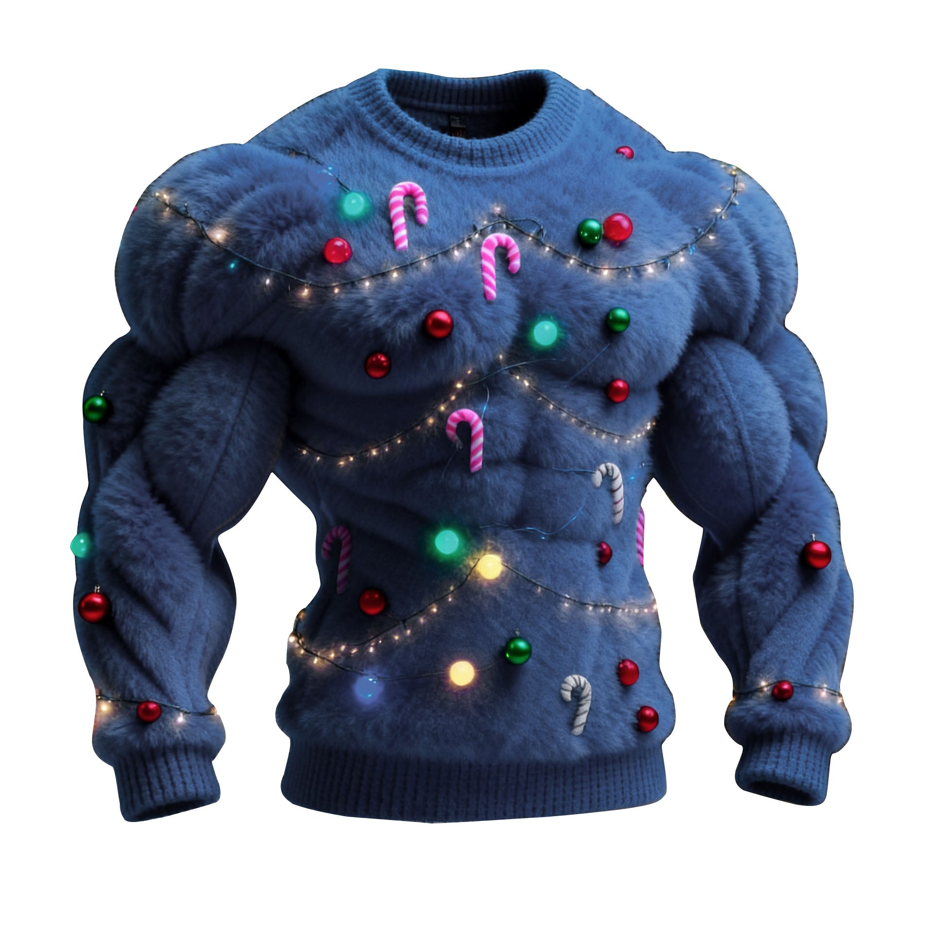 Christmas Decorative Lights Men's Simulated Muscle Lines Design 3D Digital Printing Sweatshirt - Ciclove