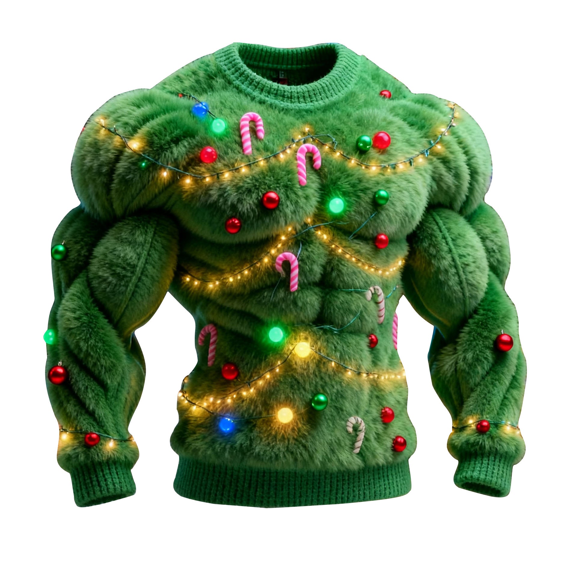 Christmas Decorative Lights Men's Simulated Muscle Lines Design 3D Digital Printing Sweatshirt - Ciclove