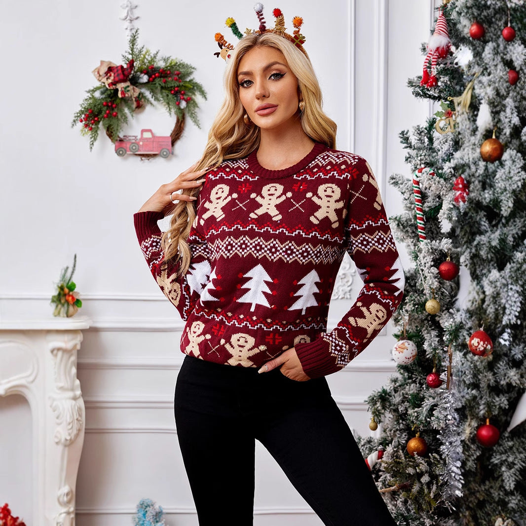 Ugly Red 1960s Christmas Tree & Gingerbread Sweater - Ciclove