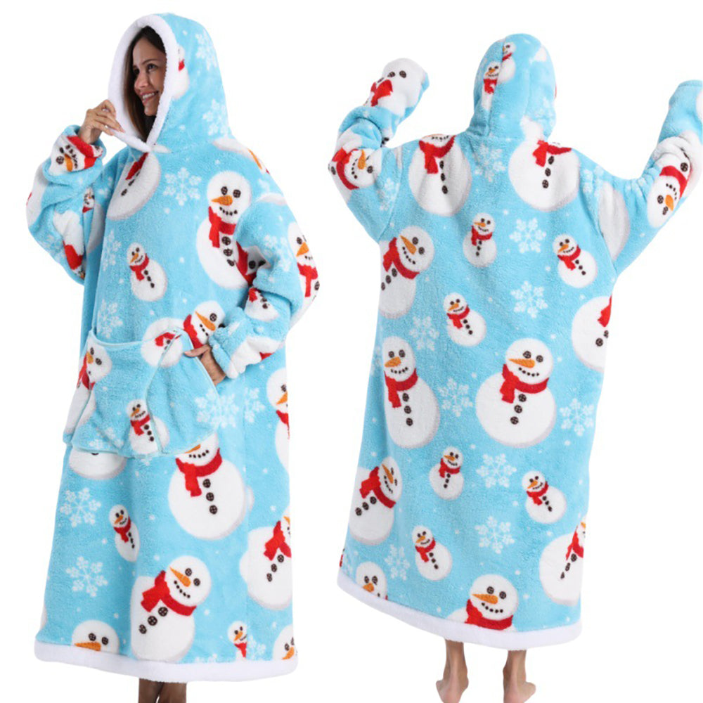 Christmas Santa Wearable Blanket Hoodie Lougewear - Ciclove