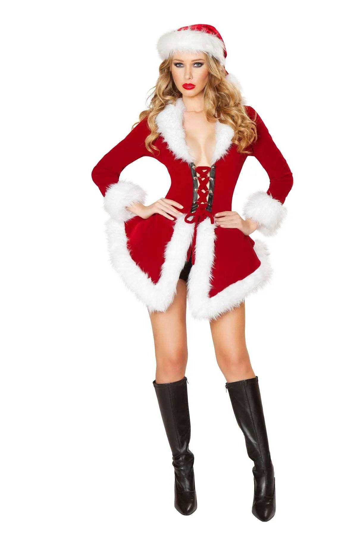 Christmas Party Costume Xmas Hat Santa Red Dress Cute Cosplay - ciclove