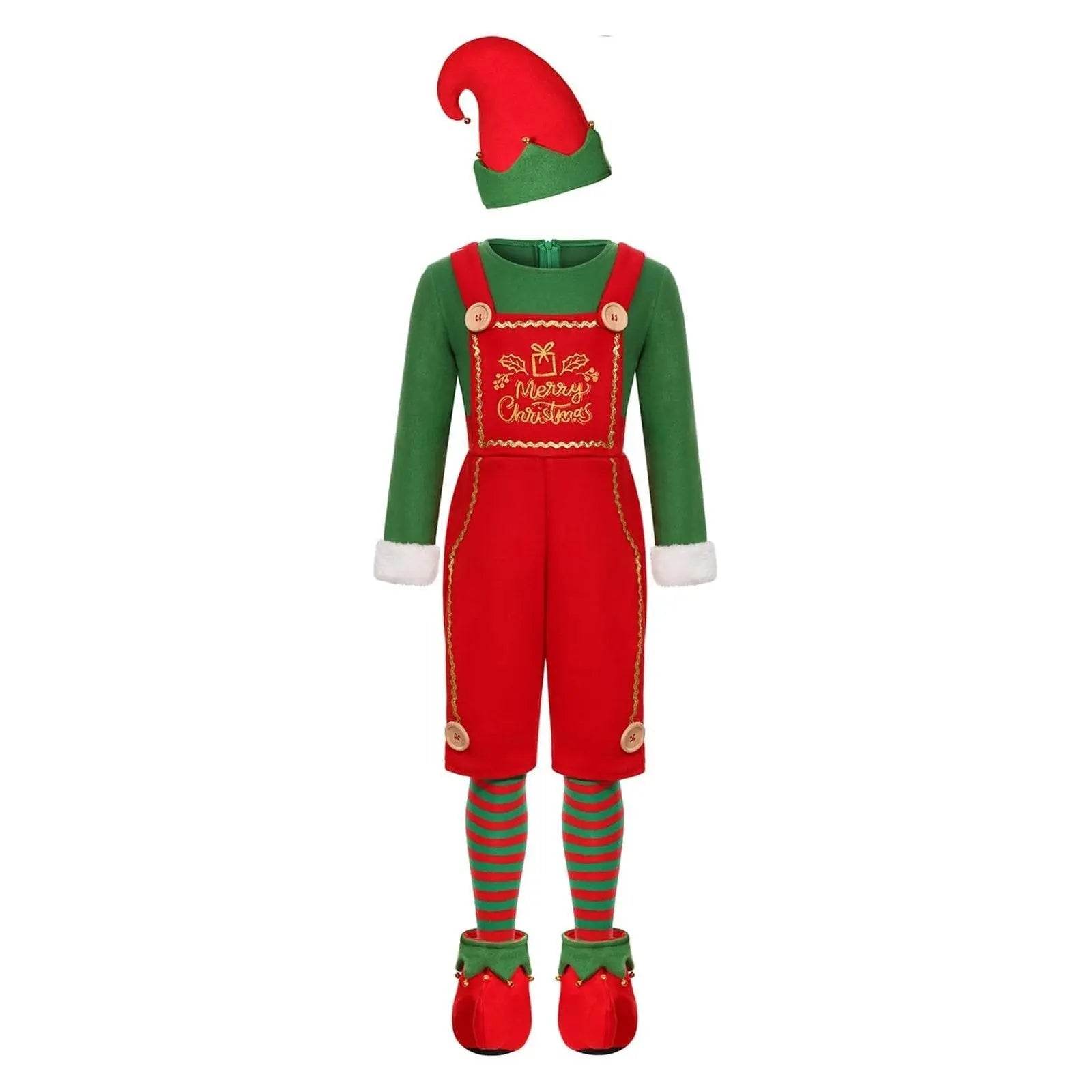 Elf Costume for Girls Boy Kids Christmas Party Dress Outfit - ciclove