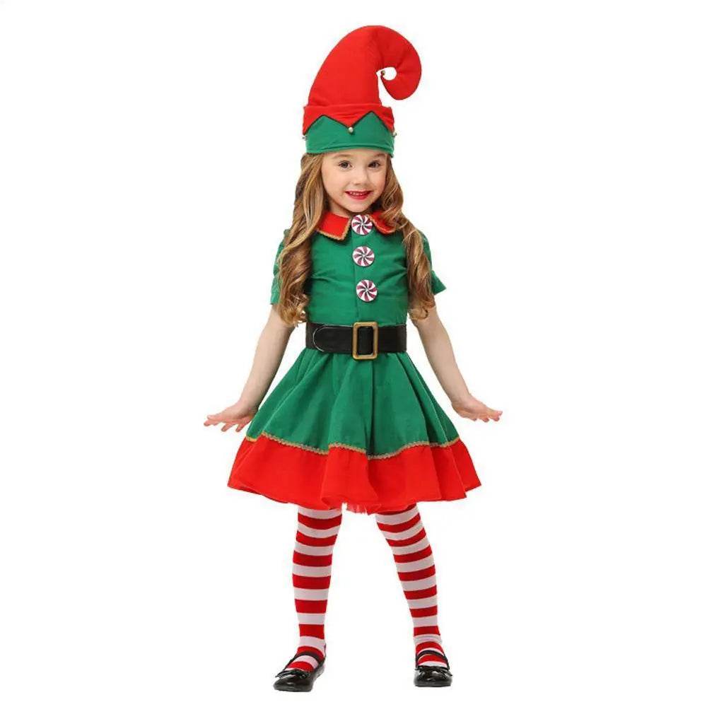 Family Matching Costume Christmas Suit Green Elf Santa Claus Outfits - ciclove
