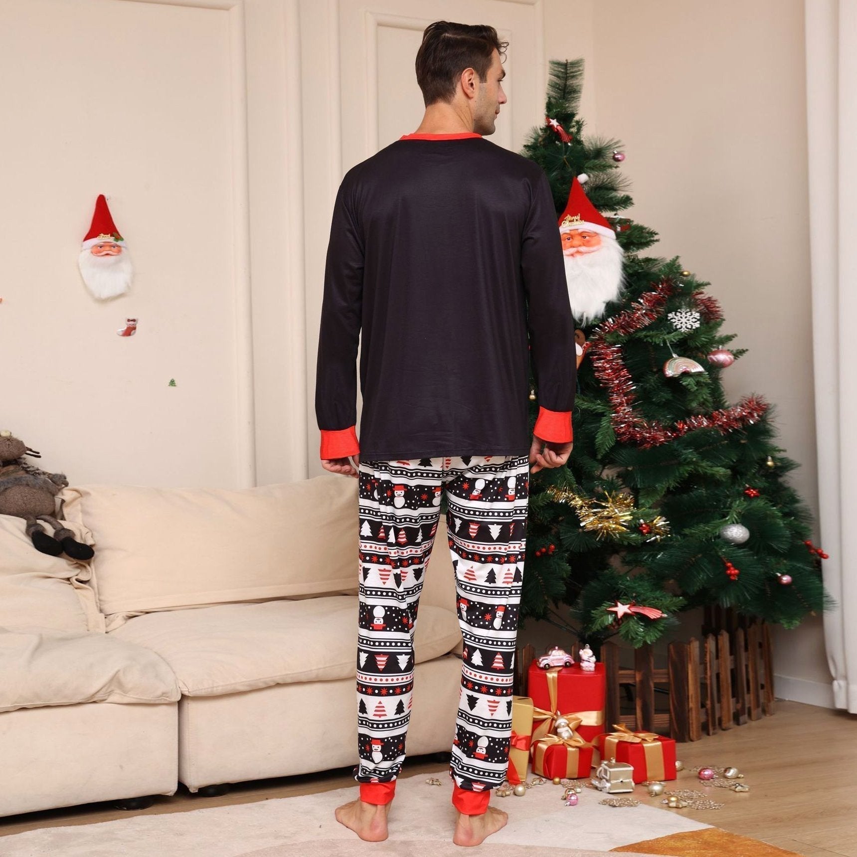 BuyChristmas Hat Letter Crew Neck Print Family Couples Matching Pajamas Party Sets Now Cheaper With 3 - 5 Days Ship - PajamasBuy