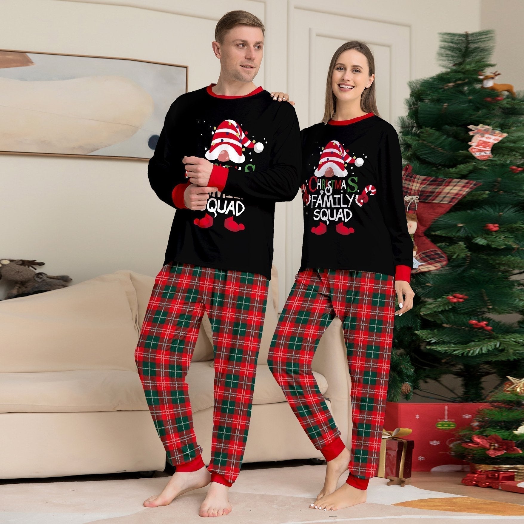 BuyFunny Christmas matching Family Couples Pajamas two Pieces Sets Christmas cake hat letter print Now Cheaper With 3 - 5 Days Ship - PajamasBuy