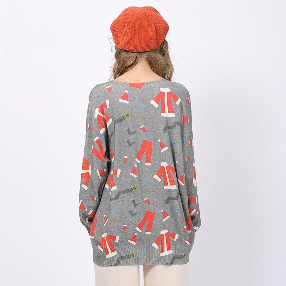 Women Ugly Christmas Sweaters Print  Round Neck Long Sleeve Pullover Shirt
