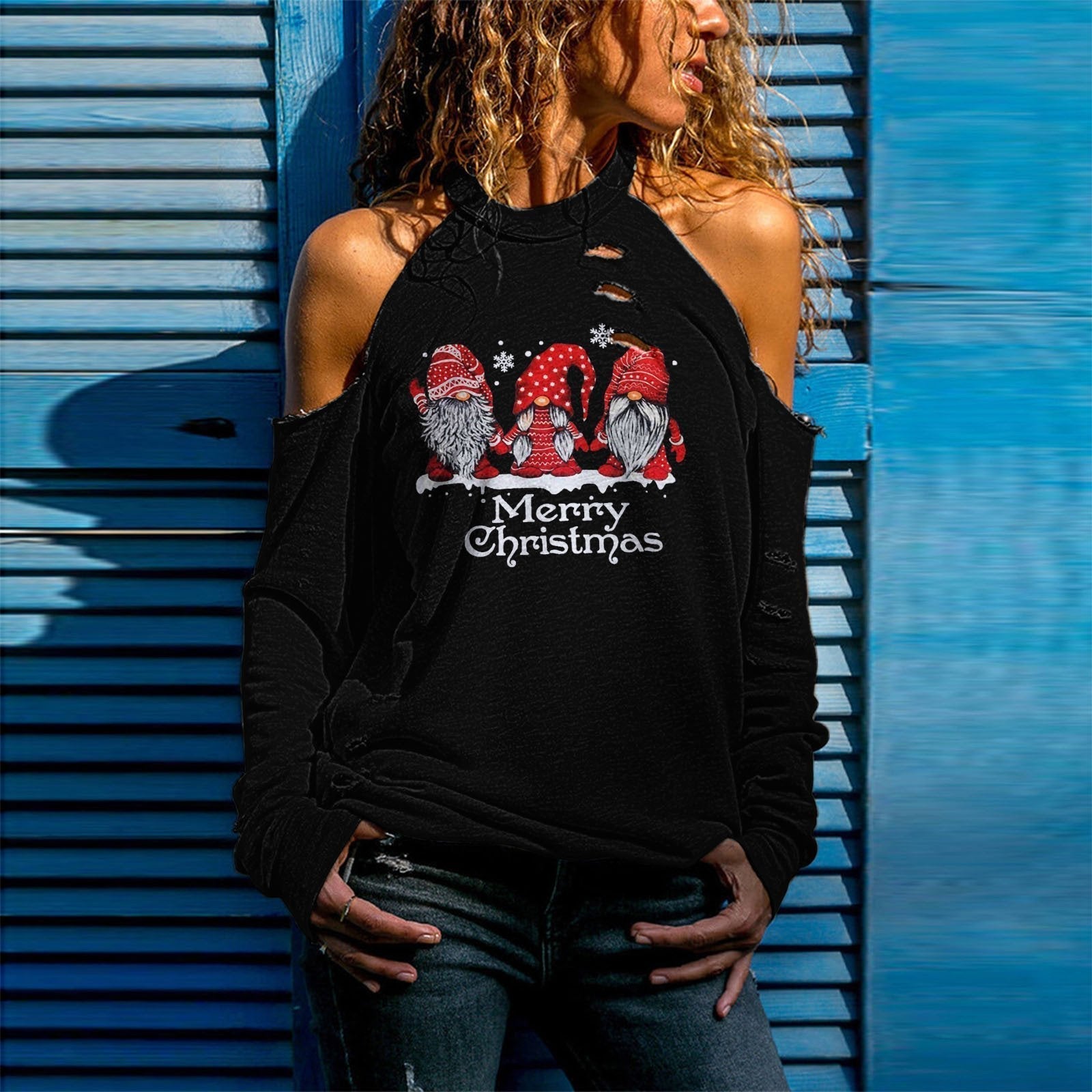 Christmas Top Dress Women Sexy Off Shoulder Long Sleeve Top