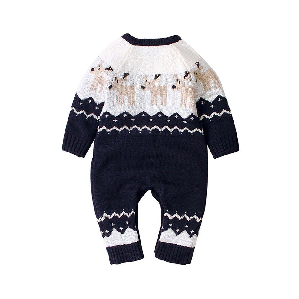 Christmas Outfit Cartoon Christmas Elk Toddler Baby Sweater Jumpsuit