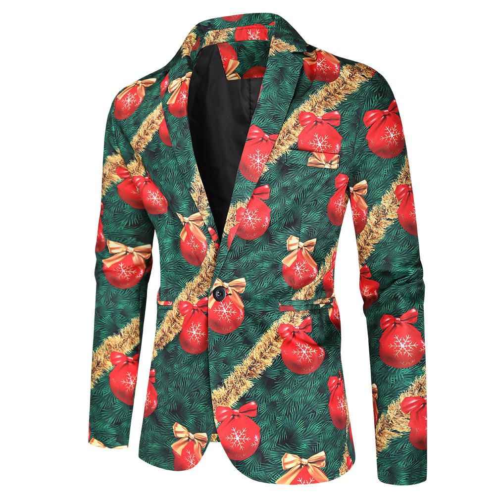 Christmas gold men's Blazer suits Santa 3D print trousers with Jackets