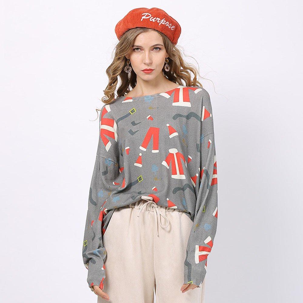 Women Ugly Christmas Sweaters Print  Round Neck Long Sleeve Pullover Shirt