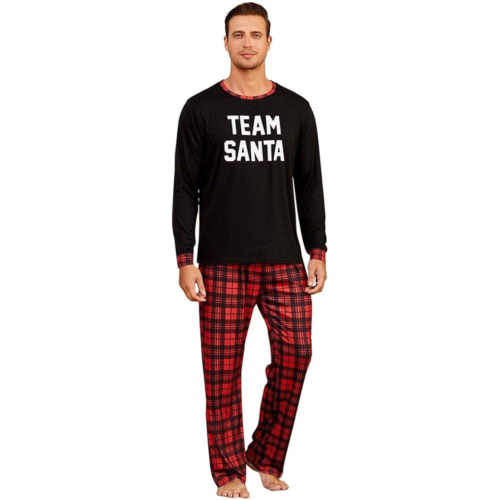 Christmas Family Matching Pajamas Suit Lattice Letter Printing Sleepwear