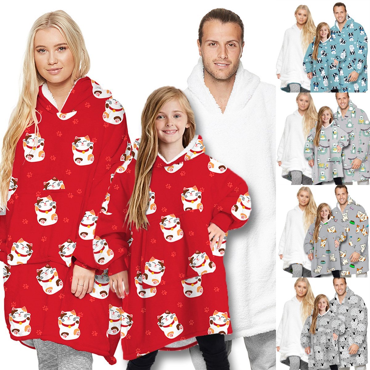 Family matching pajamas robes hoodie blanket Holiday Christmas Gifts