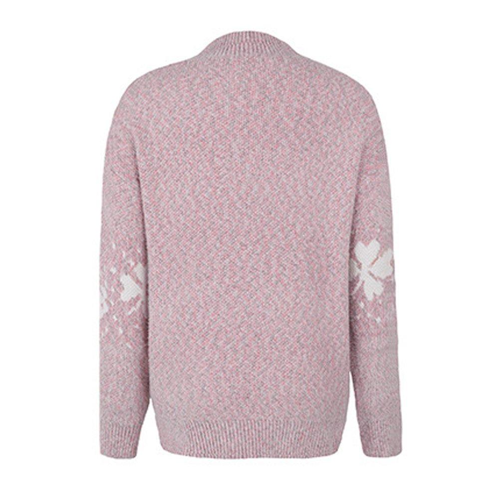 Women Ugly Christmas Sweaters Half Turtleneck Snowflake Top