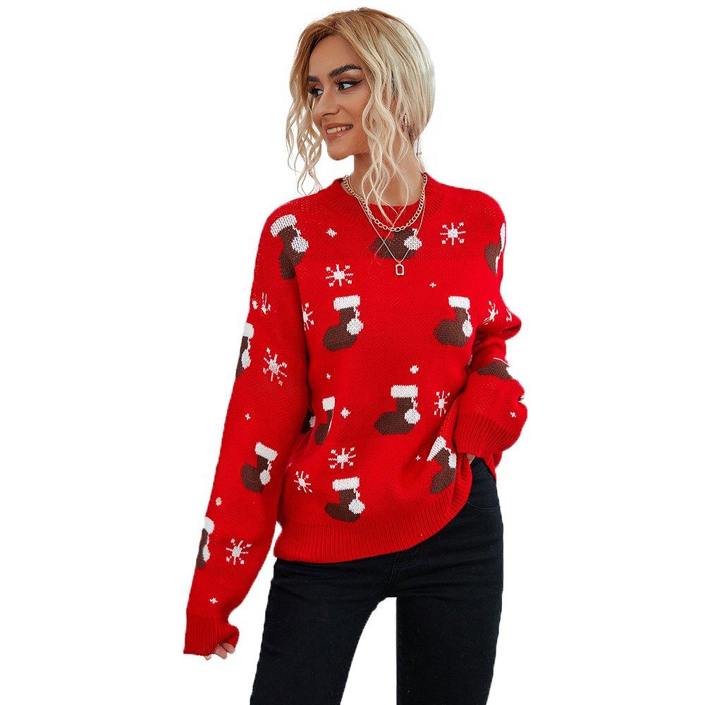 Christmas Women's Top Loose Knit Sweater for Outer Wear