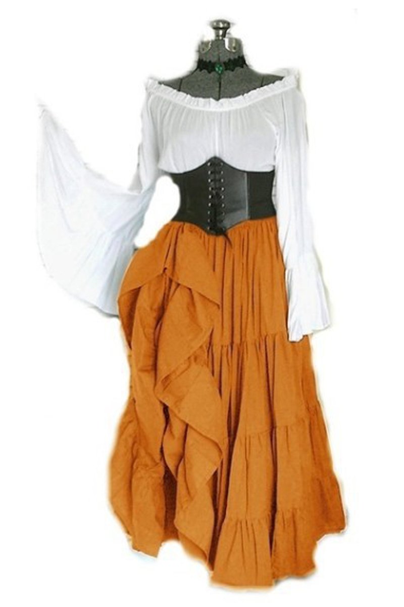 Steampunk Seductress Costume Women Medieval Long Dress