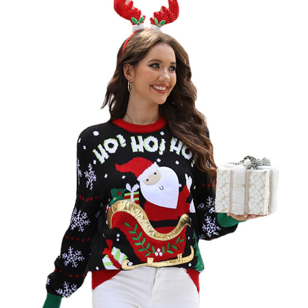ugly women christmas Santa Claus Sweater Funny Embroidery 3D - ciclove