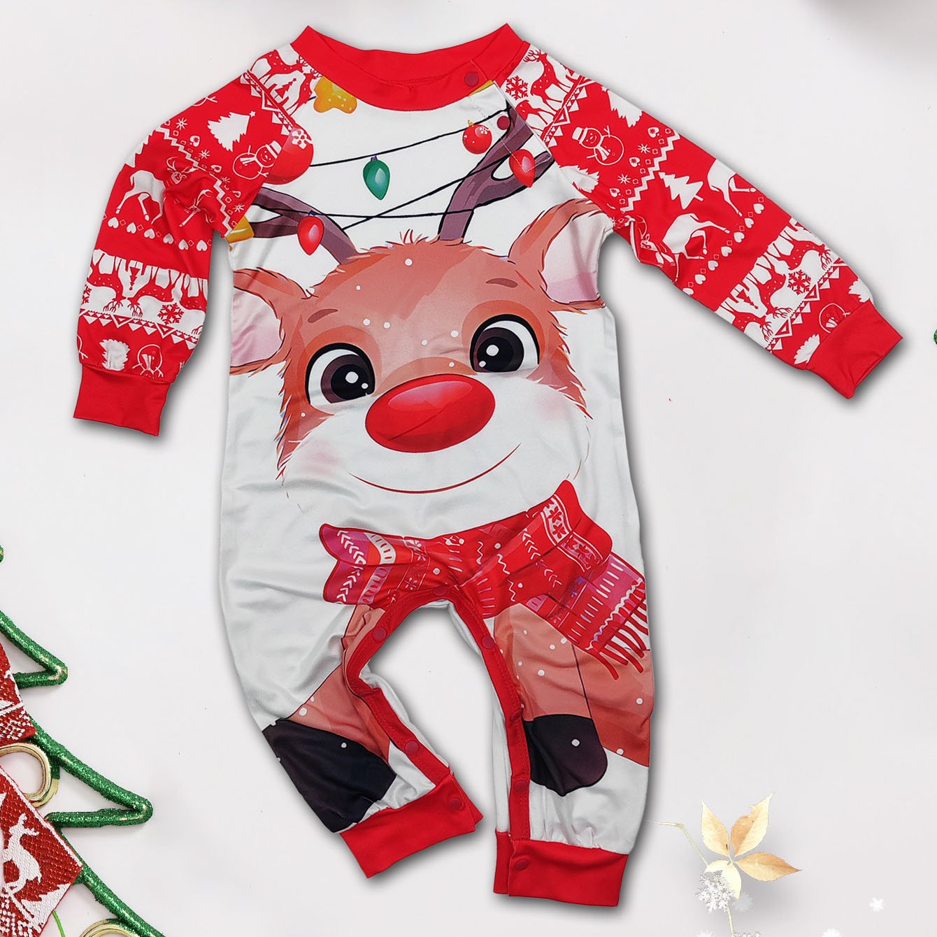 Deer Print Round Neck Christmas Family Couples Matching Pajamas Party Sets - ciclove