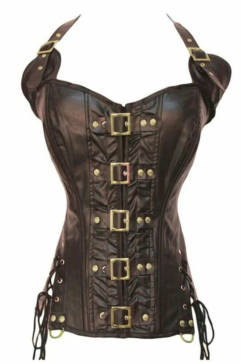 Black Patent Halter Neck Corset