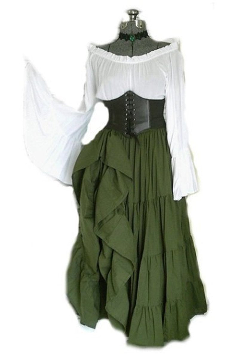 Steampunk Seductress Costume Women Medieval Long Dress