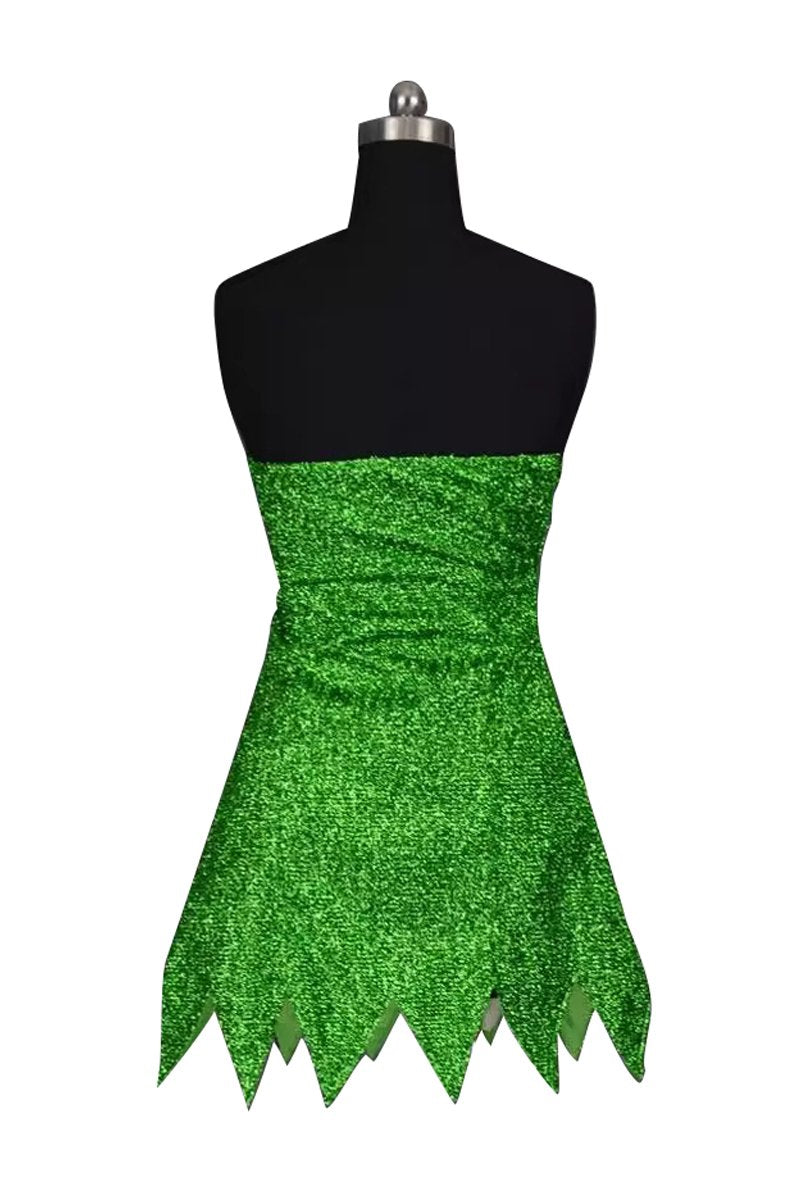 Mischievous Fairy Tinkerbell Costume Green Sequin For Adult