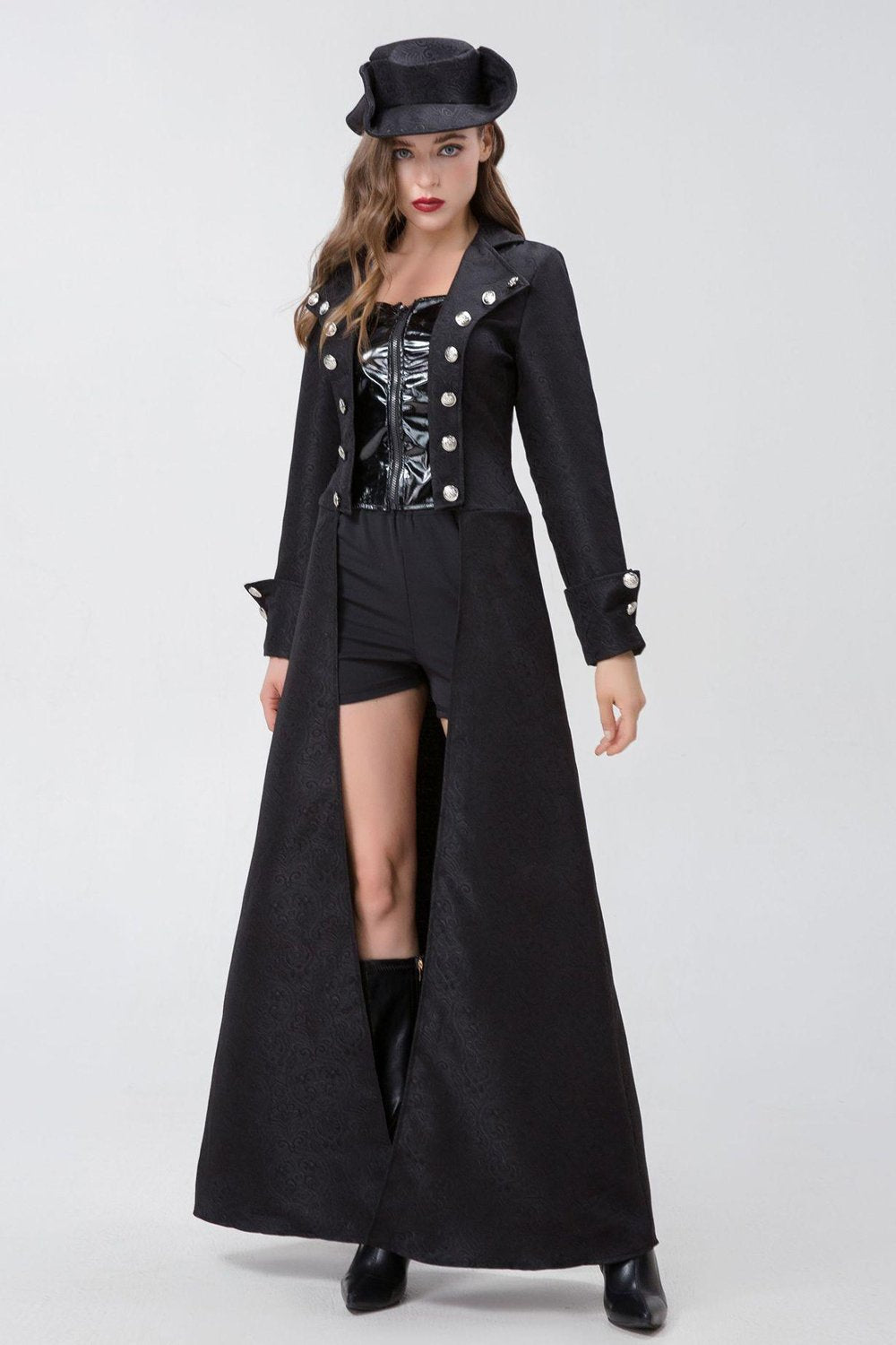 Retro Captivating Women Pirate Costume Medieval Steampunk Zip-Up Coat