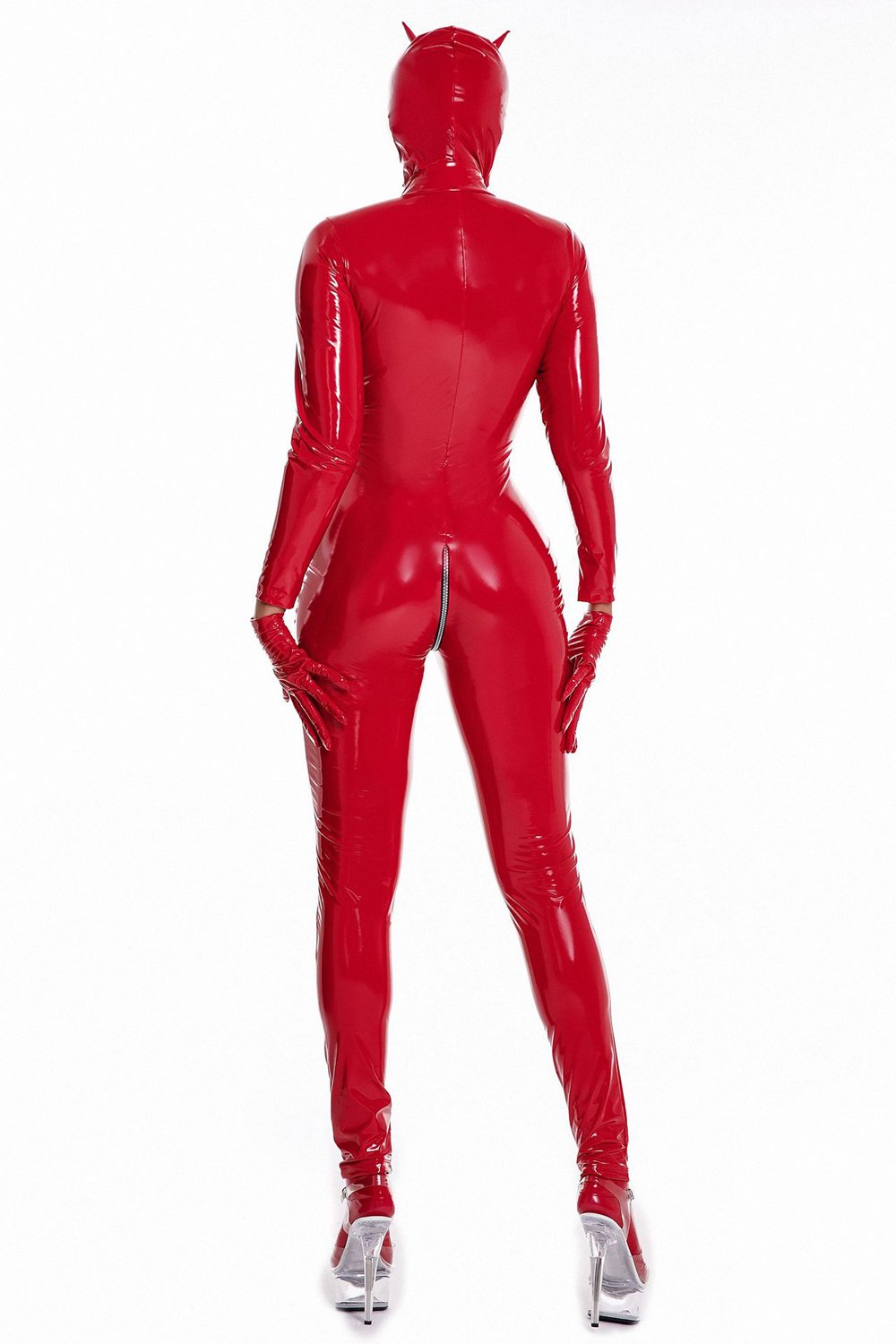 Catwoman Jumpsuit PU Patent leather Zipper Over Crotch Bodysuit