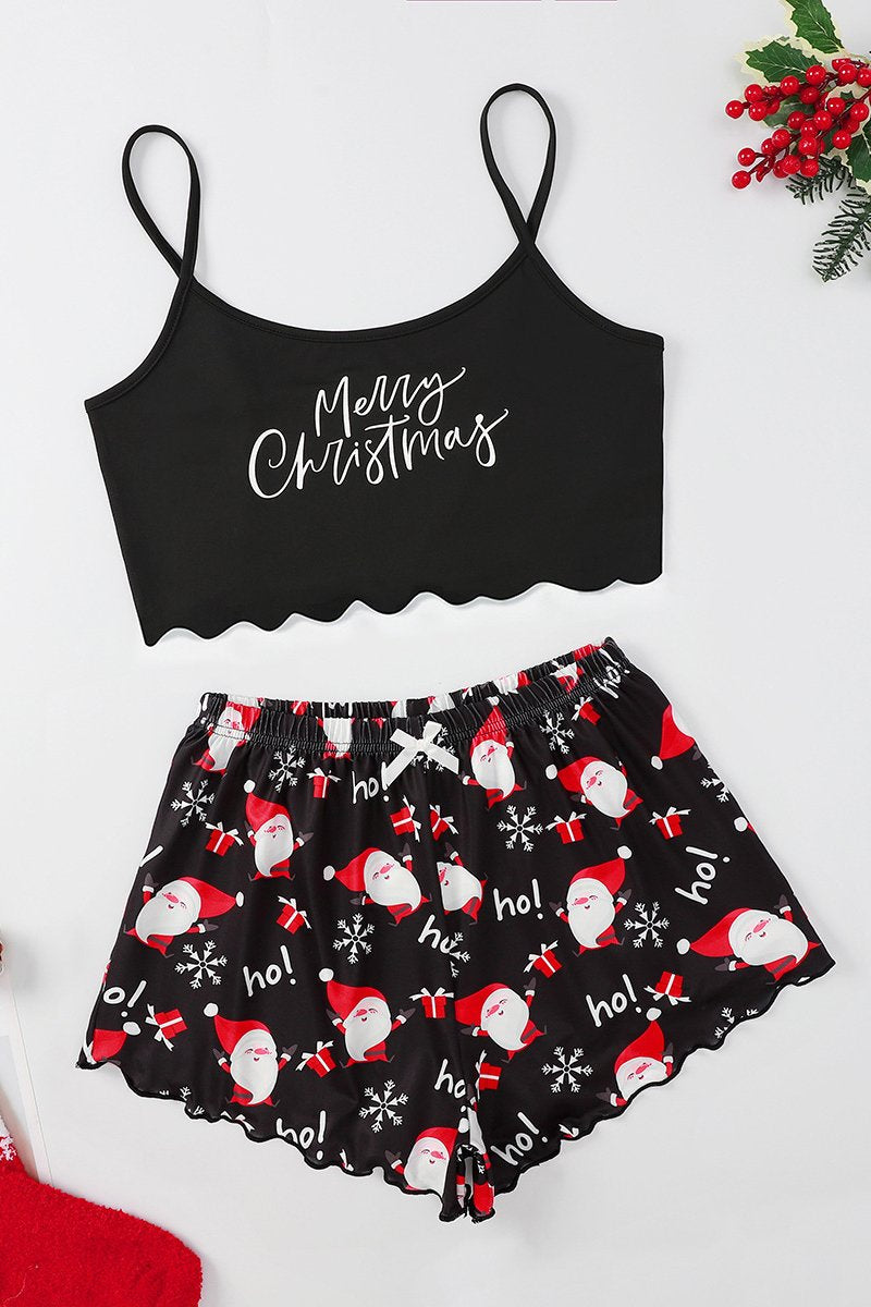 Cozy Christmas Winter Night Women Casual Cami Sleepwear Lingerie Set