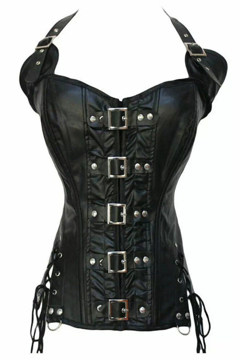 Black Patent Halter Neck Corset