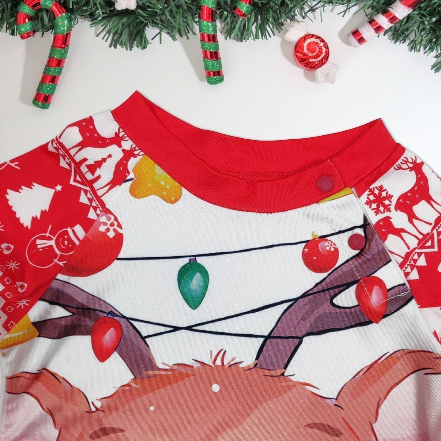 Deer Print Round Neck Christmas Family Couples Matching Pajamas Party Sets - ciclove