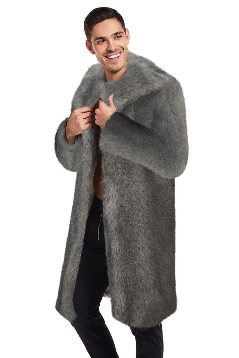 Men's Doll Fur Long Coat Costume Faux Fur