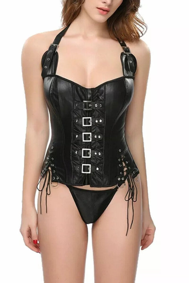 Black Patent Halter Neck Corset