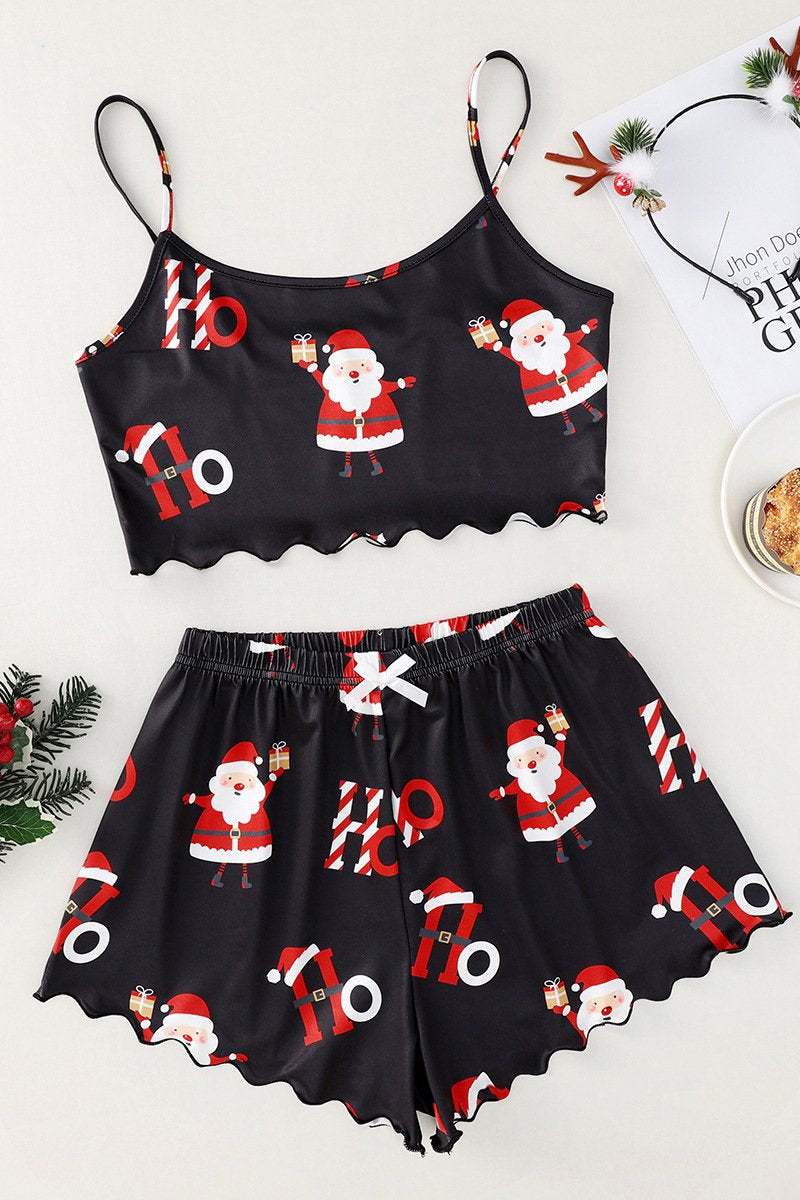 Cozy Christmas Winter Night Women Cami Sleepwear Lingerie Set