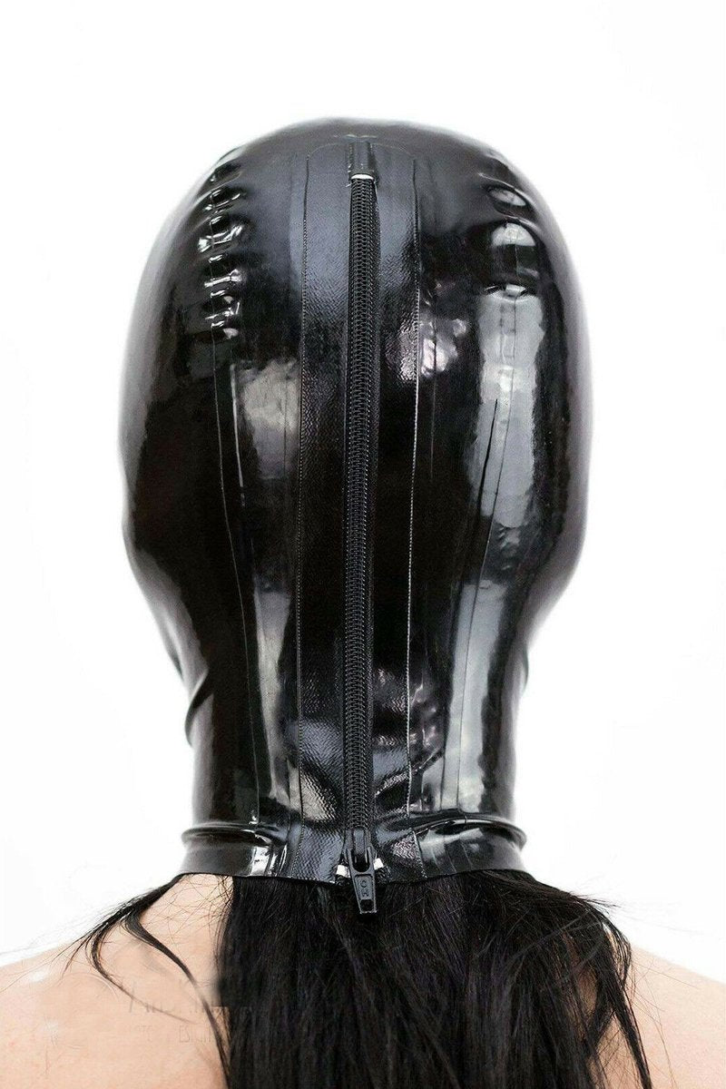 Latex Hood Single Color With Zipper And Triangle Eyes