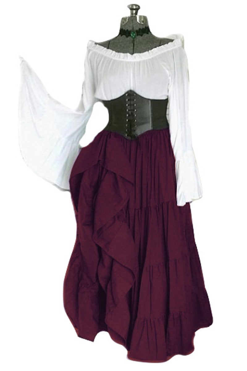 Steampunk Seductress Costume Women Medieval Long Dress