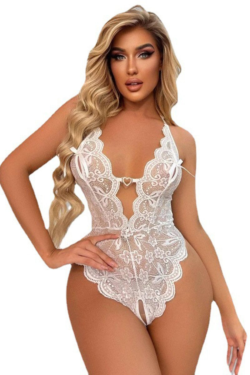 Low Cut Lace Heart Desire Racerback Teddy Lingerie