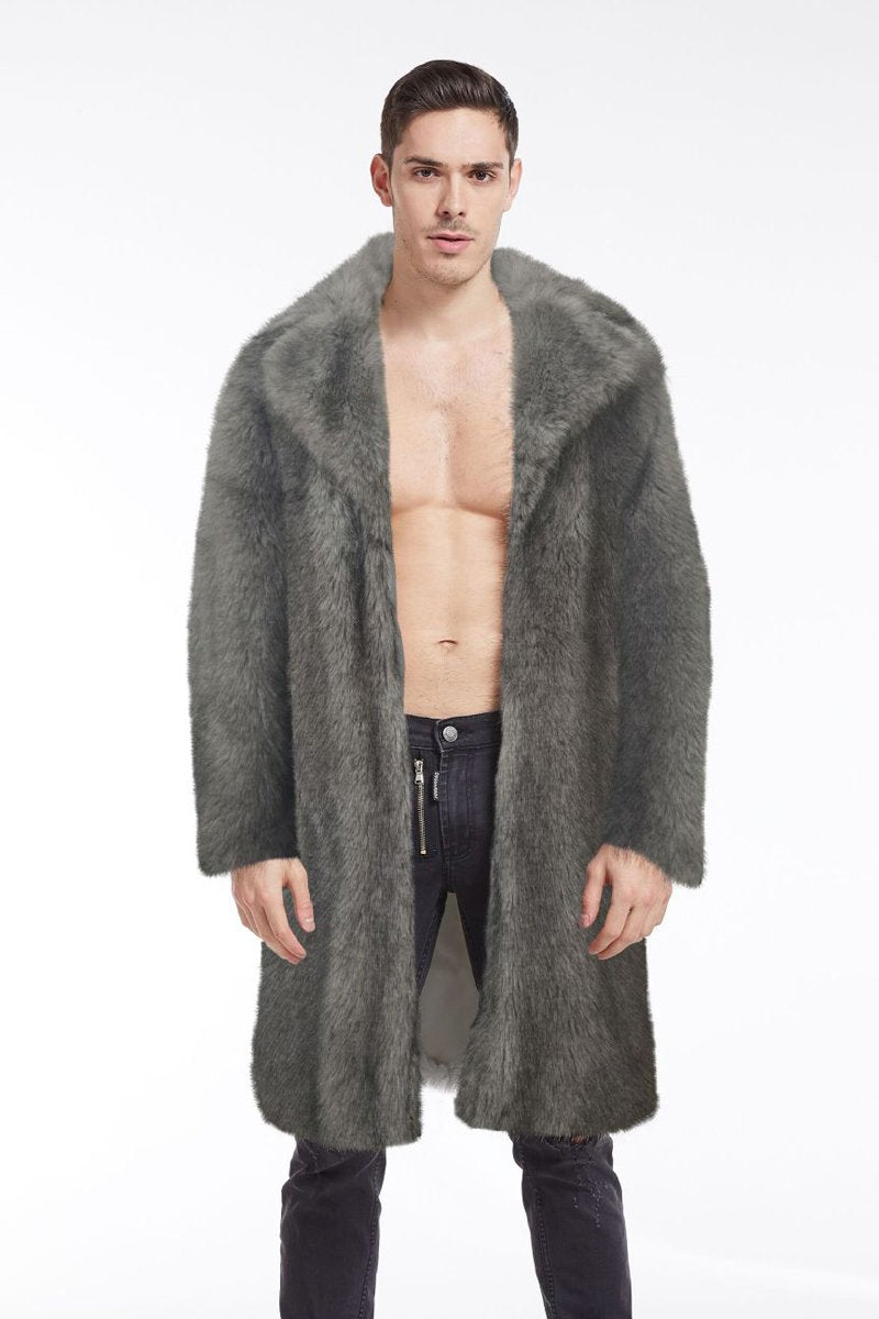 Men's Doll Fur Long Coat Costume Faux Fur