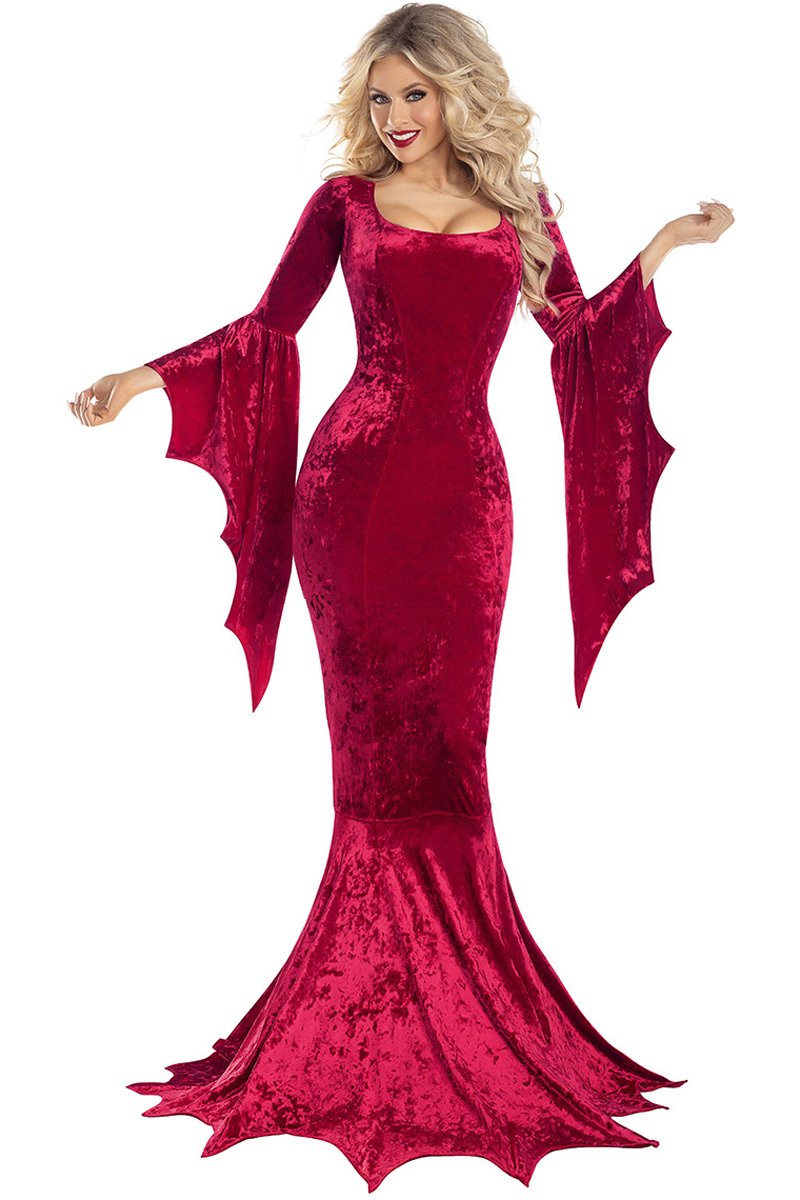 Women Vampire Queen Halloween Costume Black and Red