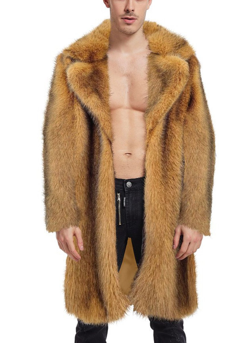 Men's Doll Fur Long Coat Costume Faux Fur