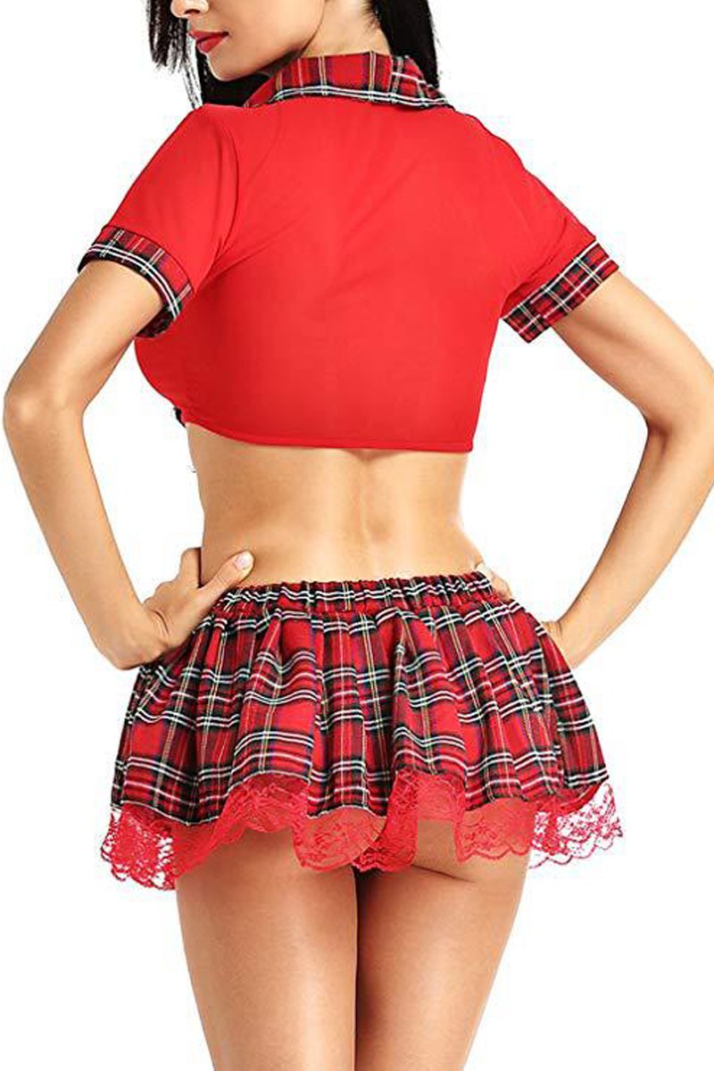 Women Lingerie Set School Girl Dress Costume Uniform Mini Skirt Suit