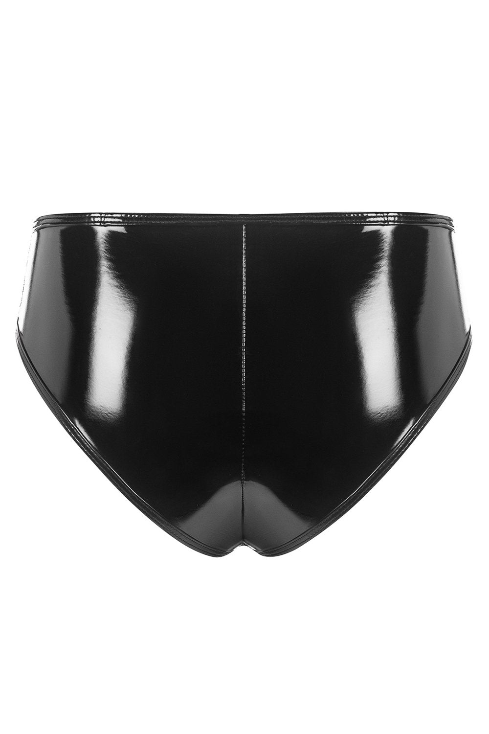 Classic Mid-Waisted PU patent leather Panty With Front Zipper