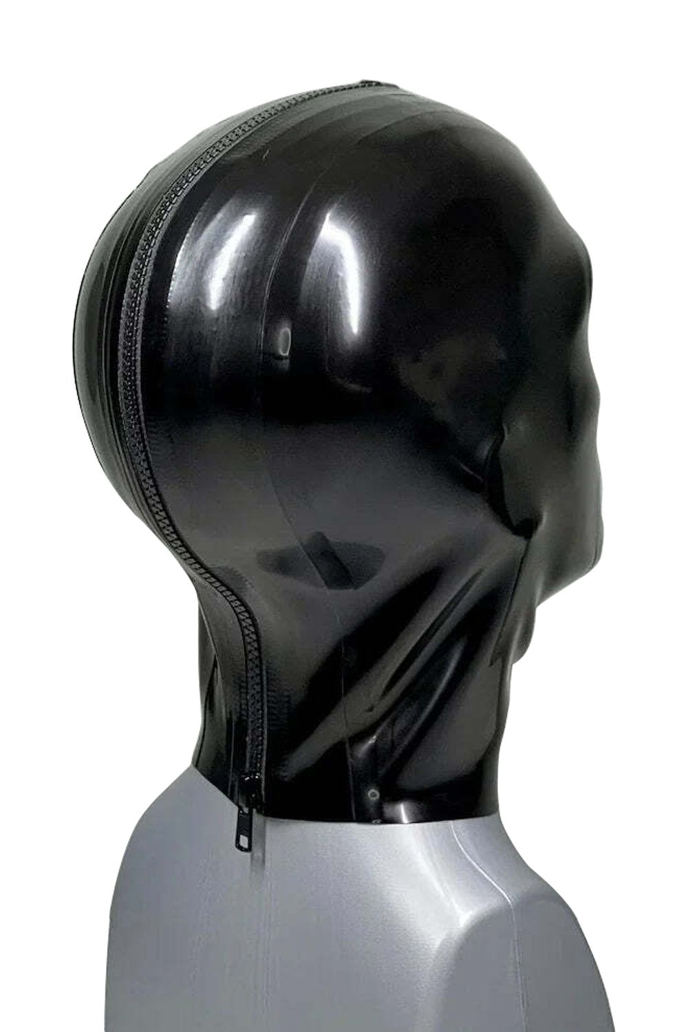 Black Latex Hood With Perforated Facial Features