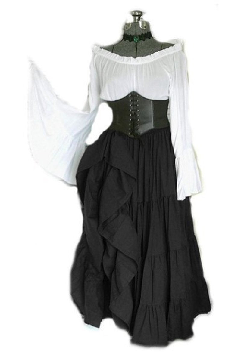 Steampunk Seductress Costume Women Medieval Long Dress