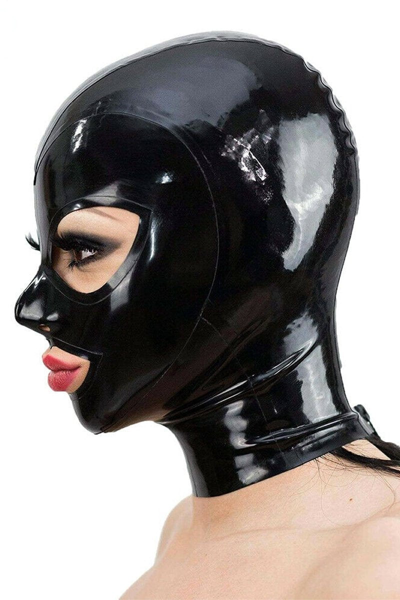 Latex Hood Single Color With Zipper And Triangle Eyes